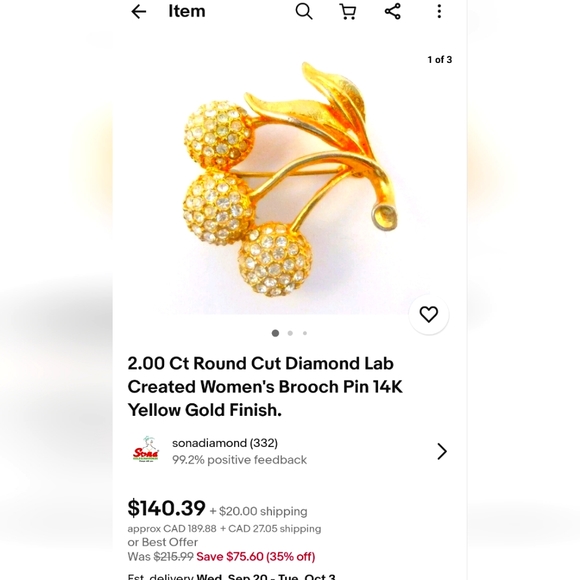 Vintage Dazzling Cherry Bunch Brooch - Picture 2 of 16